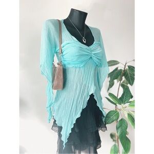 2004 Vintage WD.NY | 100% Silk Ruffle Low Rise Midi Skirt